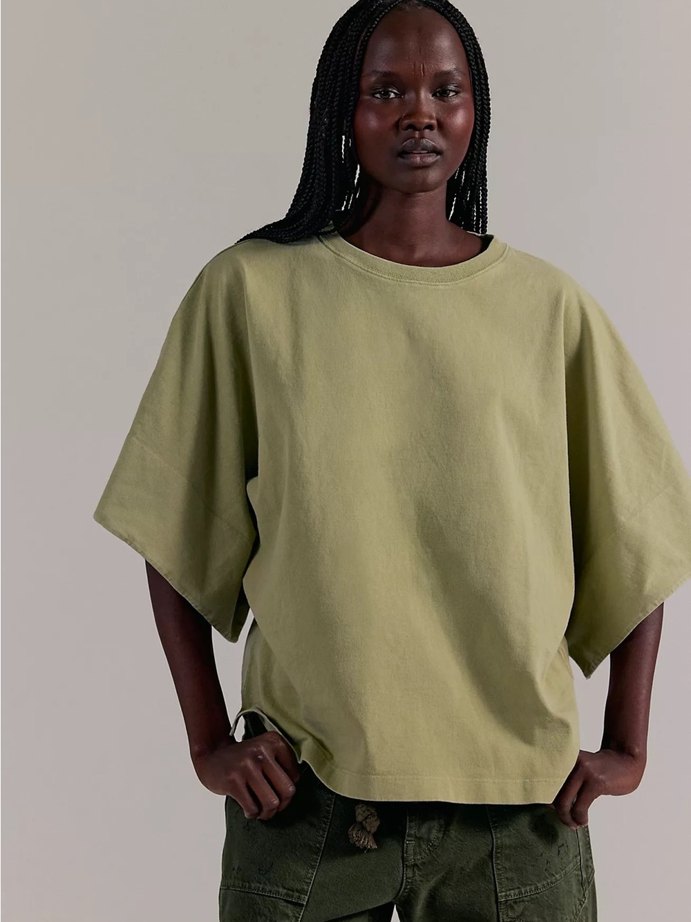 NWT Free People We the Free Oversized Tee Green Relaxed Boxy Oversized Shirt L